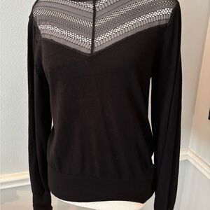 Elegant Black Sweater with Lace Detail